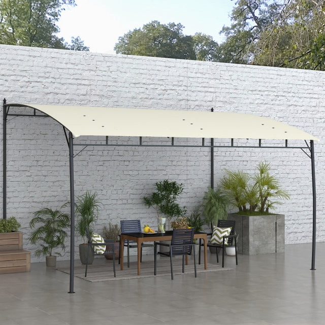 3m x 4m Metal Frame Pergola – Cream Outdoor Garden Canopy Roof, Freestanding Patio Shade Shelter