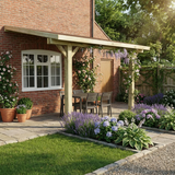 Wooden Gazebo – Katepal Brown Shingle Roof – Lean-To Design - Premium Weatherproof Garden Shelter