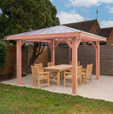 Planed Larch 4 Pitch Pergola with Clear Roof - Premium Garden Pergola Structure