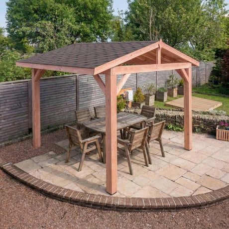 Larch Rough Sawn Gazebo - With Katepal Shingles Black - No Overhang