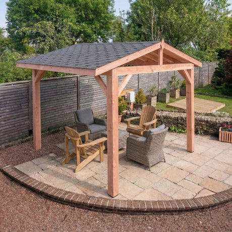 Larch Rough Sawn Gazebo - With Katepal Shingles Grey - No Overhang