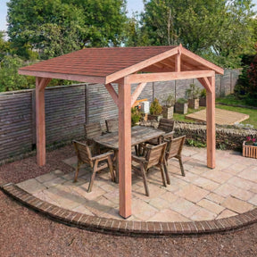 Larch Rough Sawn Gazebo - With Katepal Shingles Red - No Overhang