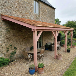 Planed Larch Lean-To Gazebo with Cedar Featheredge Roof