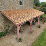 Planed Larch Lean-To Gazebo with Cedar Shingle Roof