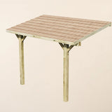 Wooden Lean-To Gazebo with Cedar Shingle Roof – Space-Saving Garden Shelter