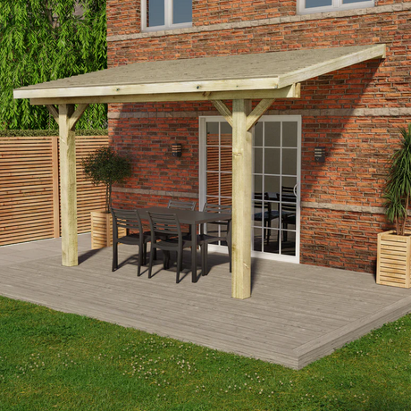 Wooden Lean-To Gazebo with Treated Featheredge Roof - Pressure-Treated Garden Structure
