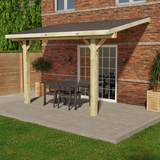 Wooden Lean-To Gazebo with Katepal Black Shingle Roof - Modern Weatherproof Garden Shelter