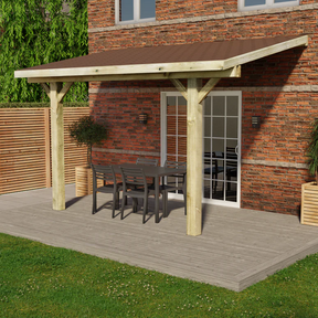 Wooden Gazebo – Katepal Brown Shingle Roof – Lean-To Design - Premium Weatherproof Garden Shelter