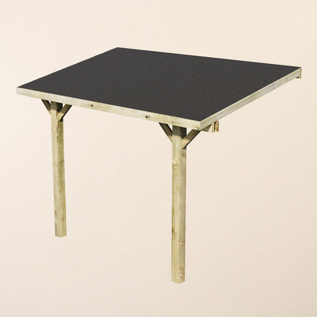 Wooden Lean-To Gazebo with Katepal Black Shingle Roof - Modern Weatherproof Garden Shelter