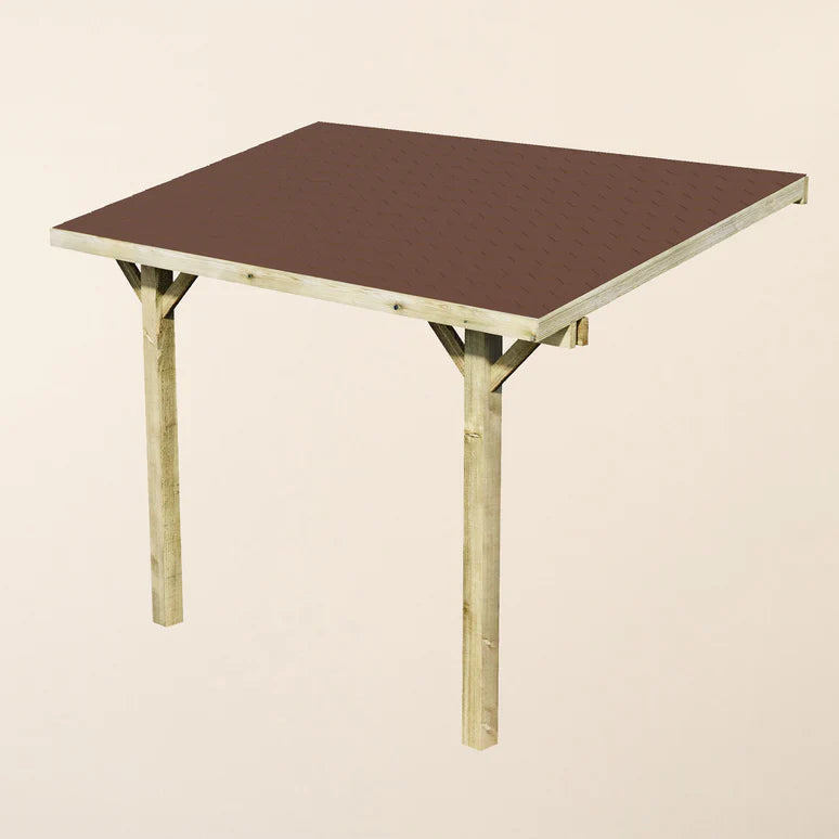 Wooden Gazebo – Katepal Brown Shingle Roof – Lean-To Design - Premium Weatherproof Garden Shelter