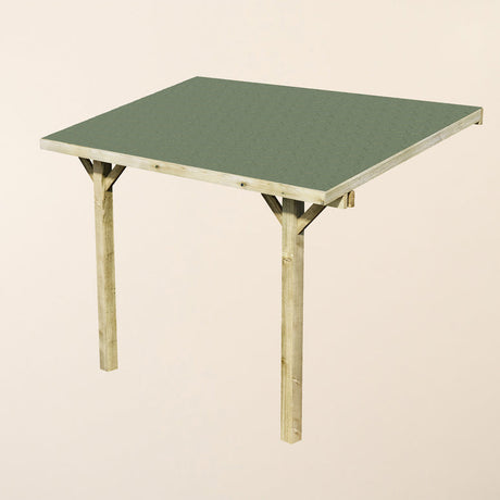 Wooden Lean-To Gazebo with Katepal Green Shingle Roof - Premium Wall-Mounted Garden Gazebo