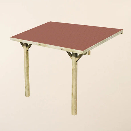 Wooden Lean-To Gazebo with Red Katepal Shingle Roof - Premium Wall-Mounted Garden Gazebo