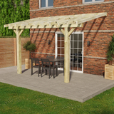 Wooden Lean-To Pergola with Open Slat Roof - Outdoor Garden Pergola Structure