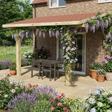 Wooden Lean-To Gazebo with Red Katepal Shingle Roof - Premium Wall-Mounted Garden Gazebo