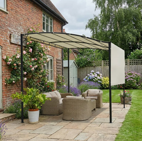 3m x 2.5m Wall Mounted Metal Pergola – Outdoor Patio Shelter