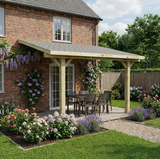 Wooden Lean-To Gazebo with Katepal Grey Shingle Roof - Premium Wall-Mounted Garden Gazebo