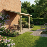 Wooden Lean-To Gazebo with Cedar Shingle Roof – Space-Saving Garden Shelter