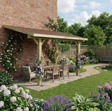 Wooden Gazebo – Katepal Brown Shingle Roof – Lean-To Design - Premium Weatherproof Garden Shelter