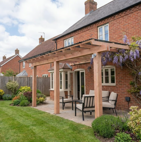 Planed Larch Lean-To Gazebo with Metal Corrugated Roof