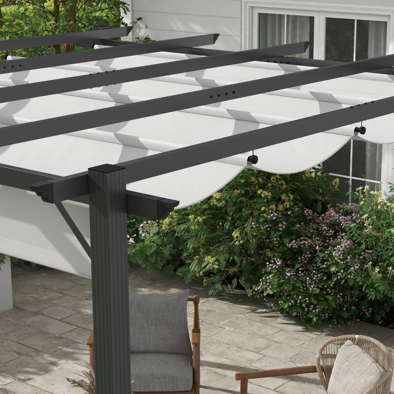 3m x 3m Aluminium Pergola Gazebo – Light Grey Canopy Awning, Outdoor Garden Sun Shade Shelter for BBQ & Patio