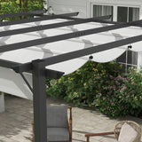 3m x 3m Aluminium Pergola Gazebo – Light Grey Canopy Awning, Outdoor Garden Sun Shade Shelter for BBQ & Patio