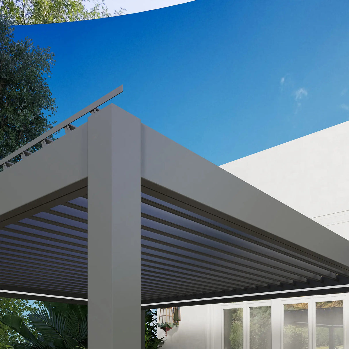 3m x 3m Electric Louvered Aluminium Pergola – Remote Control Roof, Built-In LED Lights, Integrated Drainage, UV & Water Resistant Hardtop Gazebo
