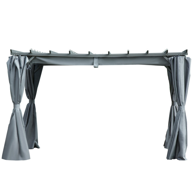 3.6m x 3m Aluminium Pergola – Retractable Roof & Curtains