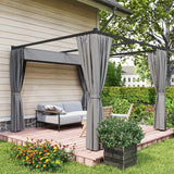 3m x 3m Pergola Canopy with Grey Curtains – Includes 8 Expansion Screws, Outdoor Patio Shade Shelter