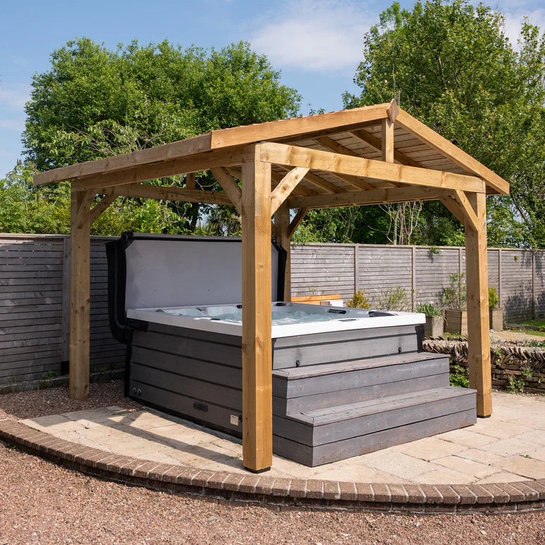 Wooden Apex Gazebo with Cedar Featheredge Roof – No Overhang Design