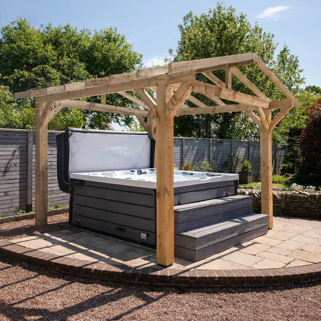 Wooden Apex Pergola with Open Roof & Overhang - Premium Outdoor Garden Structure