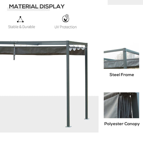 3m x 2m Grey Metal Pergola – Outdoor Patio Shade Shelter