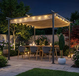 3m x 3m Steel Pergola with Retractable Shade Canopy – Outdoor Cover