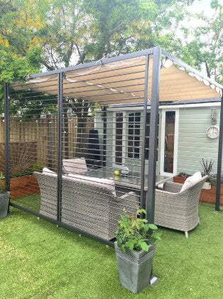 2.8m x 3m Metal Pergola – Retractable Canopy Roof Patio Cover
