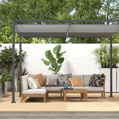 3m x 2m Grey Metal Pergola – Outdoor Patio Shade Shelter