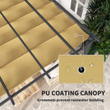 3m x 3m Aluminium Pergola – Khaki Retractable Canopy Roof, Outdoor Patio Shade Shel