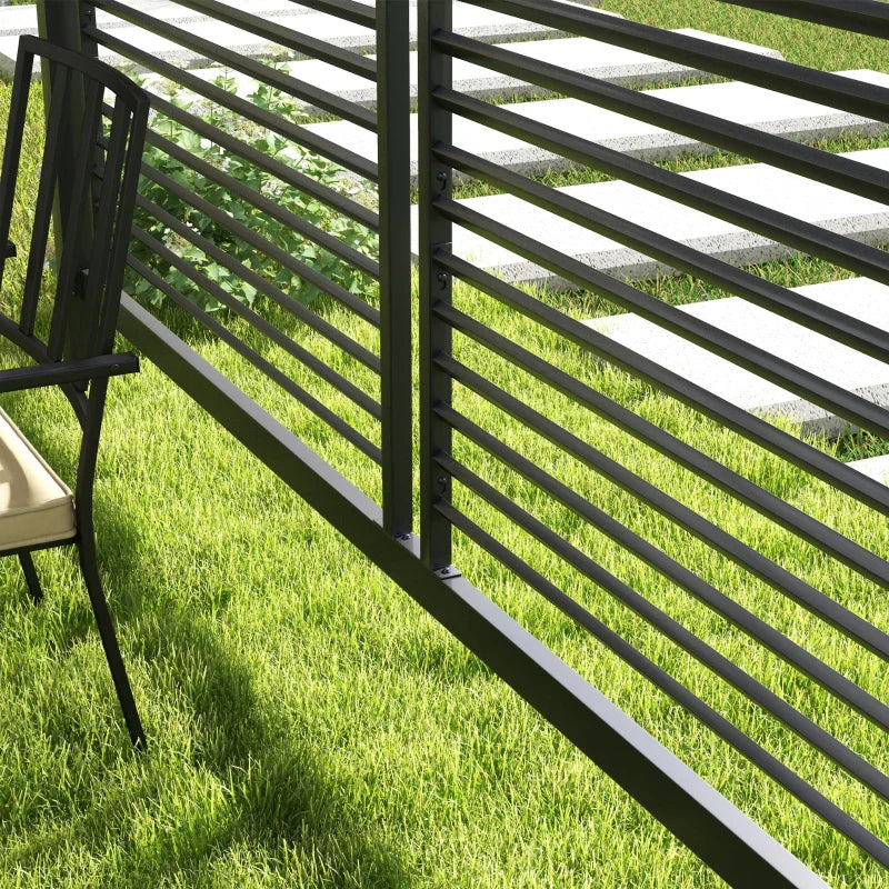 3m x 2.8m Metal Pergola – Grey Fabric Retractable Roof, Outdoor Patio Garden Shade Shelter