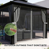 3m x 3m Hardtop Gazebo - Grey Aluminium Frame with UPF30+ Double Polycarbonate Roof