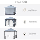 Grey 4m x 3.35m Gazebo With 2 Tier Roof