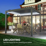 3m x 3m Electric Louvered Aluminium Pergola – Remote Control Roof, Built-In LED Lights, Integrated Drainage, UV & Water Resistant Hardtop Gazebo