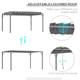 4m x 3m Aluminium Pergola – Grey Retractable Roof Patio Gazebo Canopy, Outdoor Garden Shade Shelter