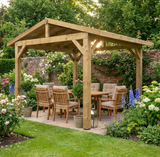 Wooden Apex Gazebo with Cedar Featheredge Roof – No Overhang Design