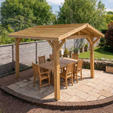 Oak Wooden Gazebo - Cedar Featheredge Roof - Apex Design - With Overhang