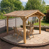 Oak Wooden Gazebo - Cedar Shingle Roof - Apex Design - With Overhang