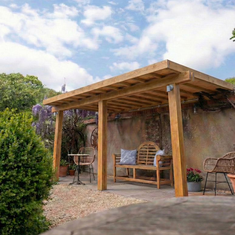 Oak Lean-To Gazebo with Treated Featheredge Roof