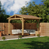Oak Wooden Gazebo - Cedar Featheredge Roof - Apex Design - No Overhang