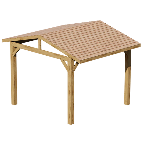 Oak Wooden Gazebo - Cedar Featheredge Roof - Apex Design - No Overhang