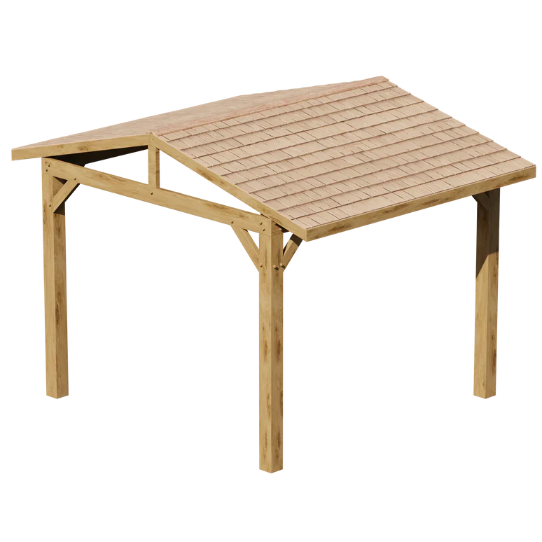 Oak Wooden Gazebo - Cedar Shingles Roof - Apex Design - No Overhang
