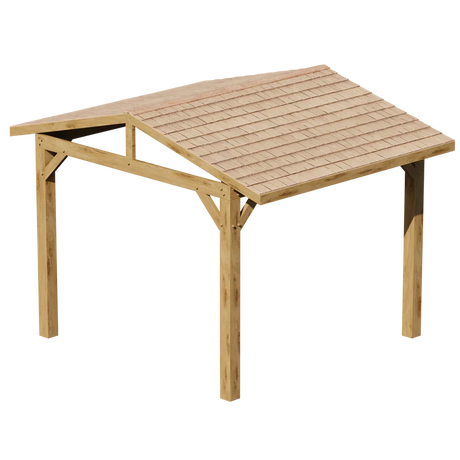 Oak Wooden Gazebo - Cedar Shingles Roof - Apex Design - No Overhang