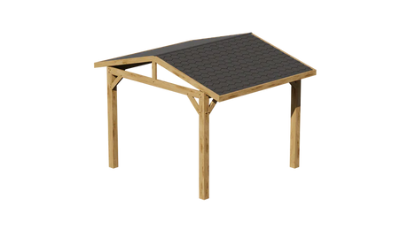 Oak Wooden Gazebo - Katepal Black Shingle Roof - Apex Design - No Overhang