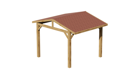 Oak Apex Gazebo with Katepal Red Shingle Roof – No Overhang Design
